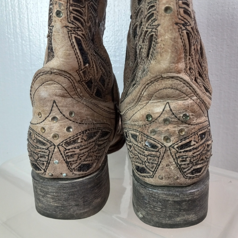 Corral 6.5 Womens Western Inlay Black Granite Butterfly Pattern Cowgirl Boots - Picture 4 of 14